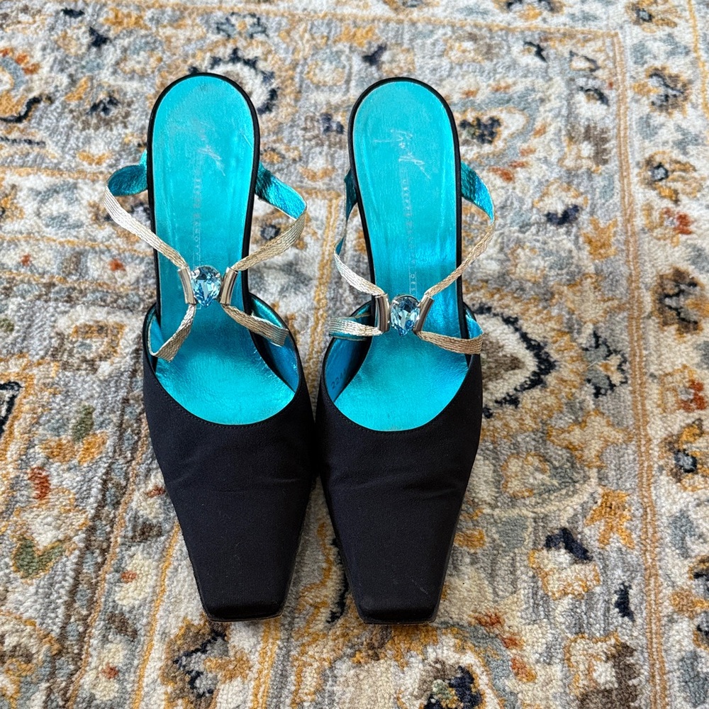 Giuseppe zanotti design Elegant Black and Silver Women's Heels